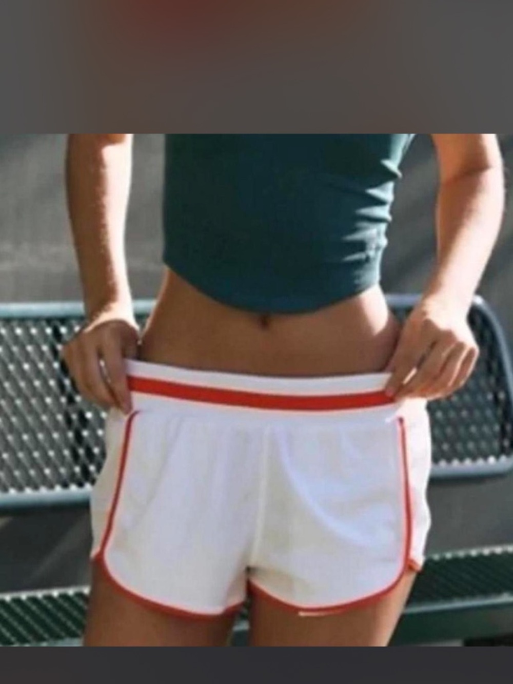 FP Movement by Free People White Athletic Shorts with Red Trim